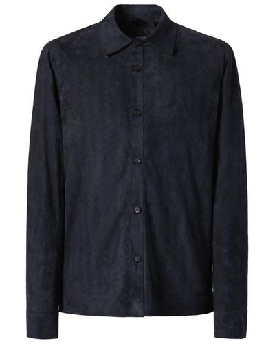 Tagliatore Ttl Leather Shirt Sn42 - Blue