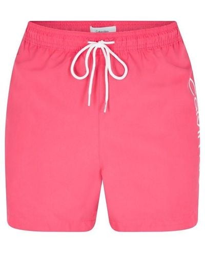 Calvin Klein Large Logo Swim Shorts - Pink