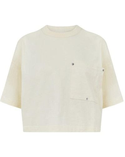 Bottega Veneta Jersey Cropped T-shirt With V Pocket - White