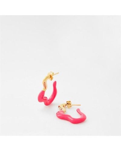 Missoma squiggle Wavy Enamel Medium Hoop Earrings - Pink