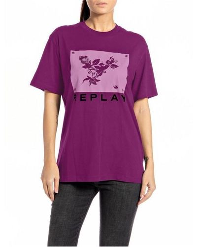 Replay Flower T-shirt - Purple