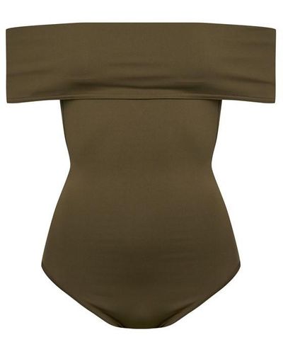 Bottega Veneta Stretch Nylon Off-the-shoulder Swimsuit - Green