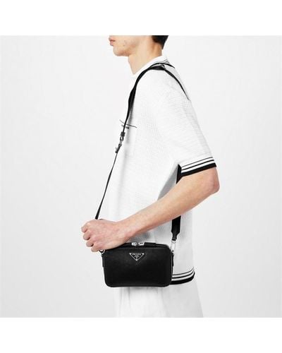 Prada Saffiano Messenger Bag - Black