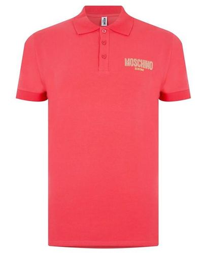 Moschino Logo Print Polo Shirts - Pink