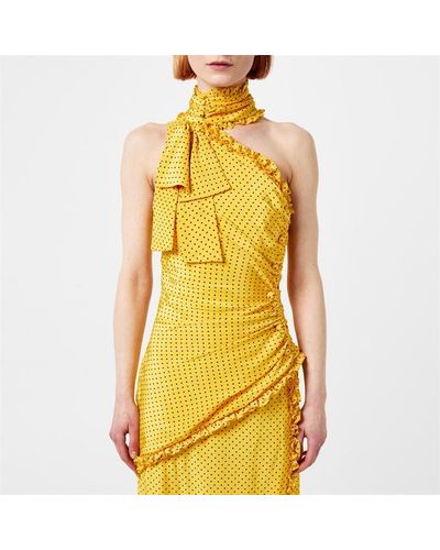 Alessandra Rich Bow One Shoulder Dress - Yellow