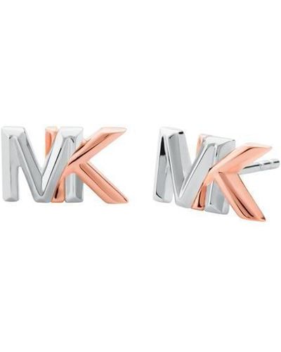 MICHAEL Michael Kors Sterling Two Tone Mk Earrings - Pink
