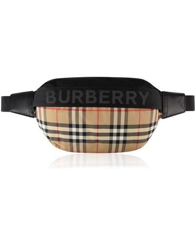 Burberry Checked Logo Bum Bag - Black