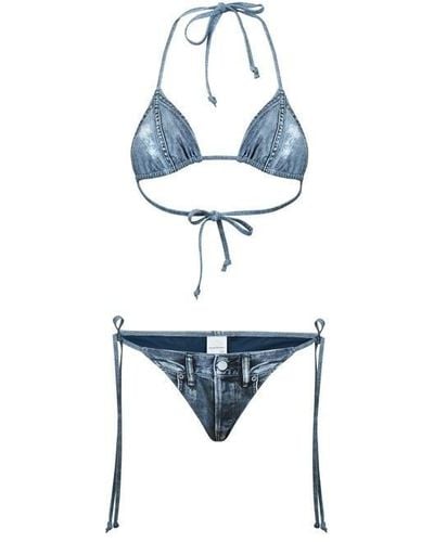 Acne Studios Printed Denim Bikini - Blue