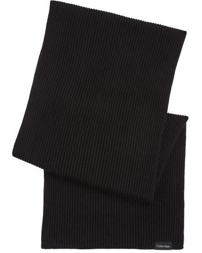 Calvin Klein Classic Rib Knitted Scarf - Black