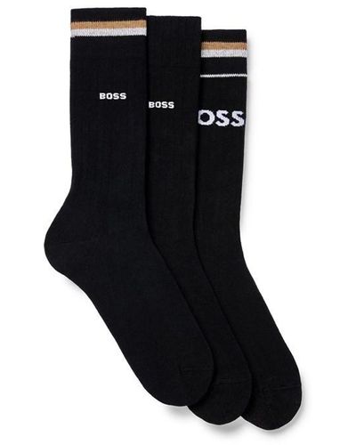 BOSS 3 Pack Rib Socks - Black