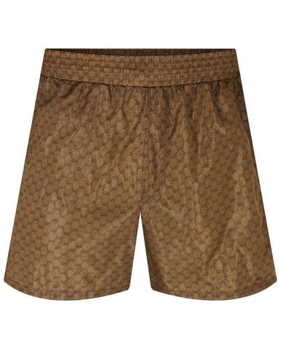 Gucci Supreme Gg Print Swim Shorts - Brown