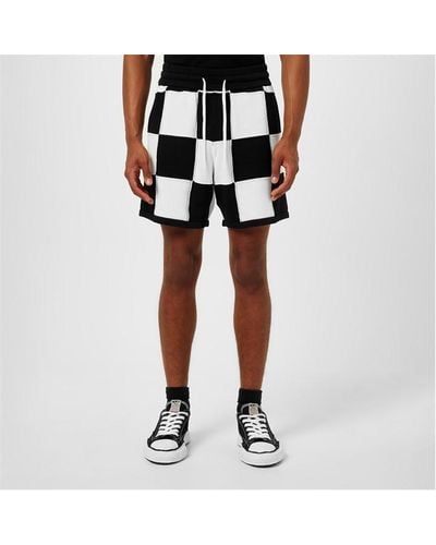 Cole Buxton Check Knitted Shorts - Black