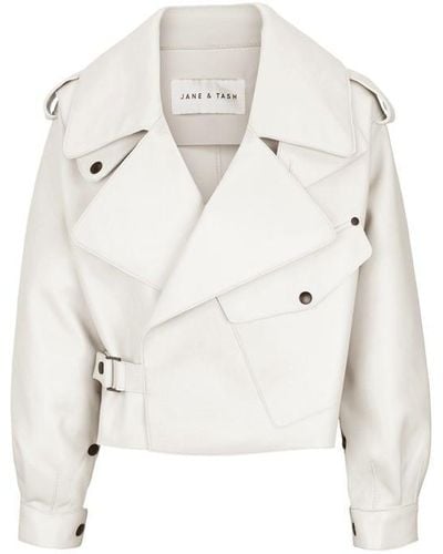 JANE AND TASH Oversized Leather Jacket - White