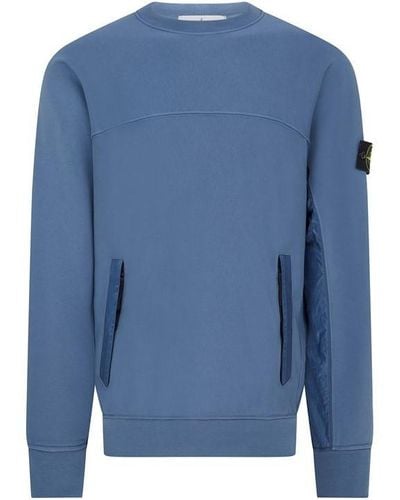 Stone Island Nylon Fleece Crewneck Sweatshirt - Blue