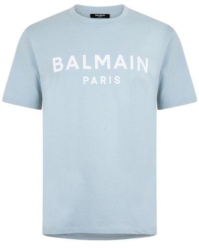 Balmain Paris Print Logo T-shirt - Blue