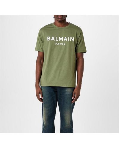 Balmain Paris Print Logo T-shirt - Green