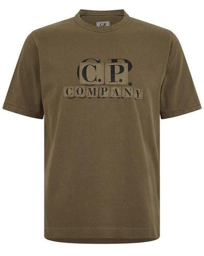 C.P. Company Cp Jsy Ptch Lgo Ts Sn99 - Green