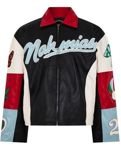 NAHMIAS Moto Leather Jacket - Red