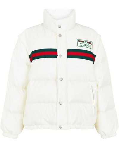 Gucci 1921 Padded Nylon Web Bomber Jacket - White