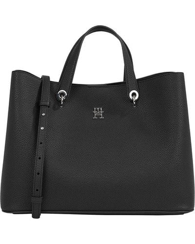 Tommy Hilfiger Th Emblem Satchel Bag - Black