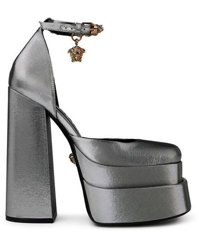 Versace Medusa Charm Platform Heels - Grey