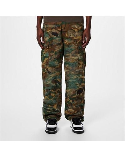 Givenchy Distressed Camo Cargo Trousers - Green