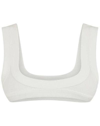 Alexander Wang Ribbed Scoop Neck Bra - White