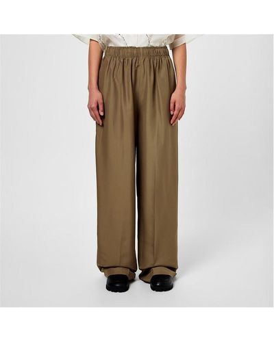 Prada Silk Straight Trousers - Green