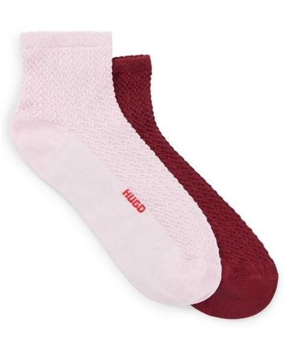 HUGO Pack Fine Ribbed Crew Socks - Pink
