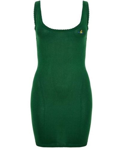 Vivienne Westwood Orb Embroidered Knitted Dress - Green