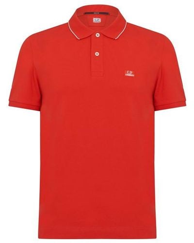 C.P. Company Short Sleeve Tipped Polo Shirt - Red