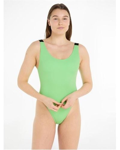 Calvin Klein Scoop Back One Piece Swimsuit - Green