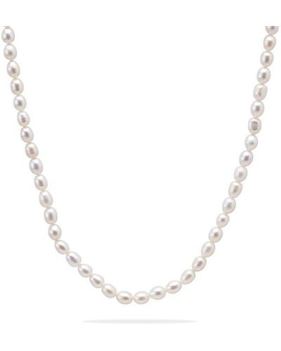 Common Lines Pearl Necklace - Metallic