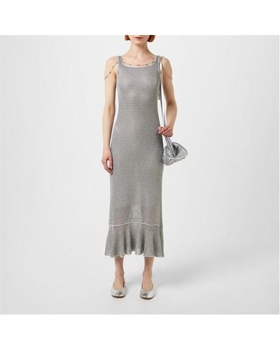 Lanvin Embellished Knit Dress - Grey