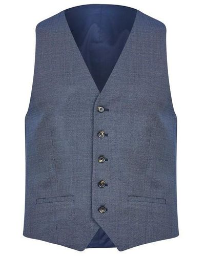 Richard James Wilder Tailored Fit Birdseye Waistcoat - Blue