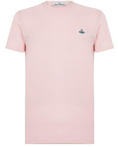Vivienne Westwood Embroidered Orb Logo T Shirt - Pink