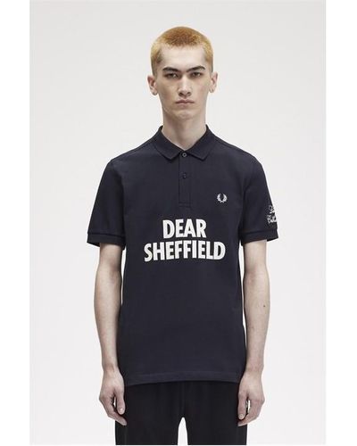 Fred Perry X Corbin Shaw Dear Sheffield Polo Shirt - Blue