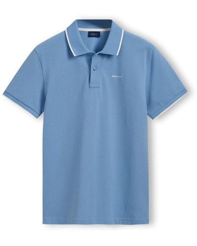 GANT Contrast Tipped Piqué Polo Shirt - Blue