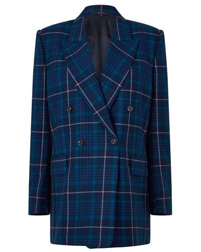 Paul Smith Check Double Breasted Blazer - Blue