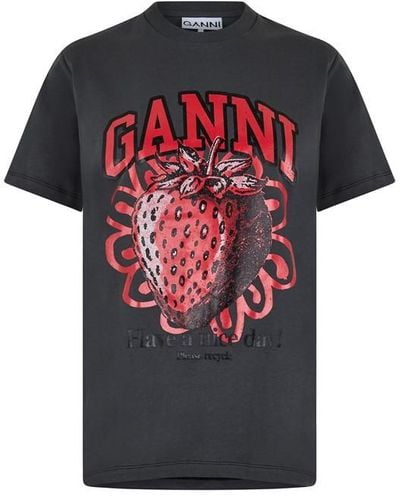 Ganni Strawberry T-shirt - Black