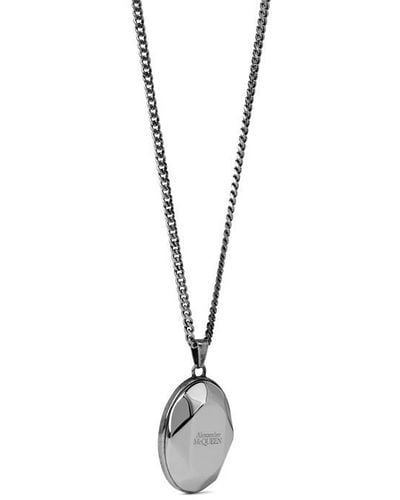 Alexander McQueen Engraved Stone Necklace - Metallic
