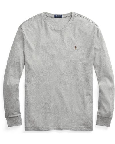 Polo Ralph Lauren Pima Long Sleeve T Shirt - Grey