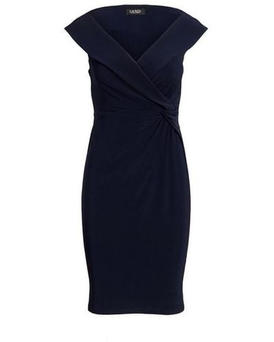Ralph Lauren Jersey Off-the-shoulder Cocktail Dress - Blue