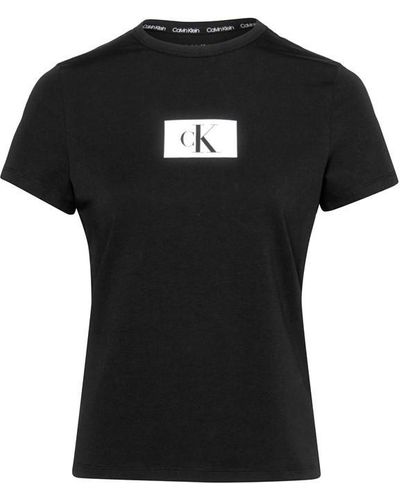 Calvin Klein Comfort Cotton Line - Black - M - Ck Nightwear - Signature Logo White Print - 100% Cotton Pyjama