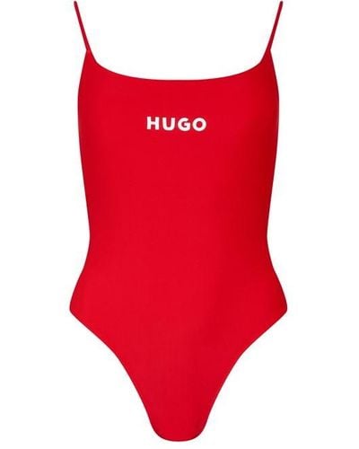HUGO Boss Quick-dry Swimsuit With Contrast Logo - Red