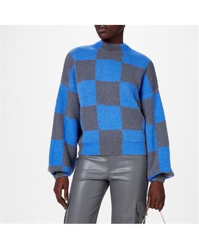 Stine Goya Adonis Knitted Jumper With Bell Sleeves - Blue