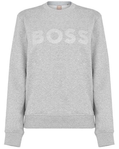 BOSS Diamante Logo Sweatshirt - Grey
