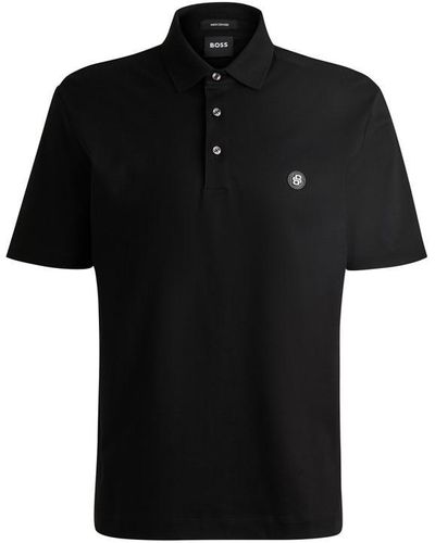 BOSS Mercerized-cotton Polo Shirt - Black