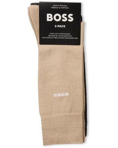BOSS 2 Pack Plain Socks - Black