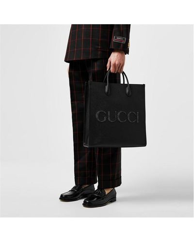Gucci Wording Tote Sn42 - Black